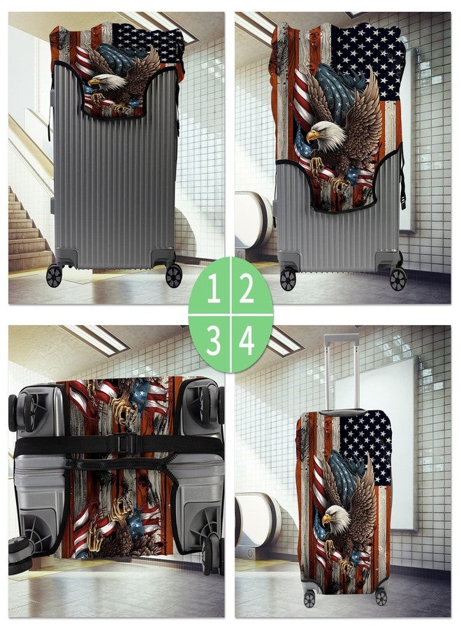 FUYOCWE Luggage Covers for Suitcase TSA Approved,Elastic Washable Suitcase Cover Protector Sleeve Wrap for 29-32 Inches Luggage Travel Accessories-Bald Eagle with Flag - Image 5